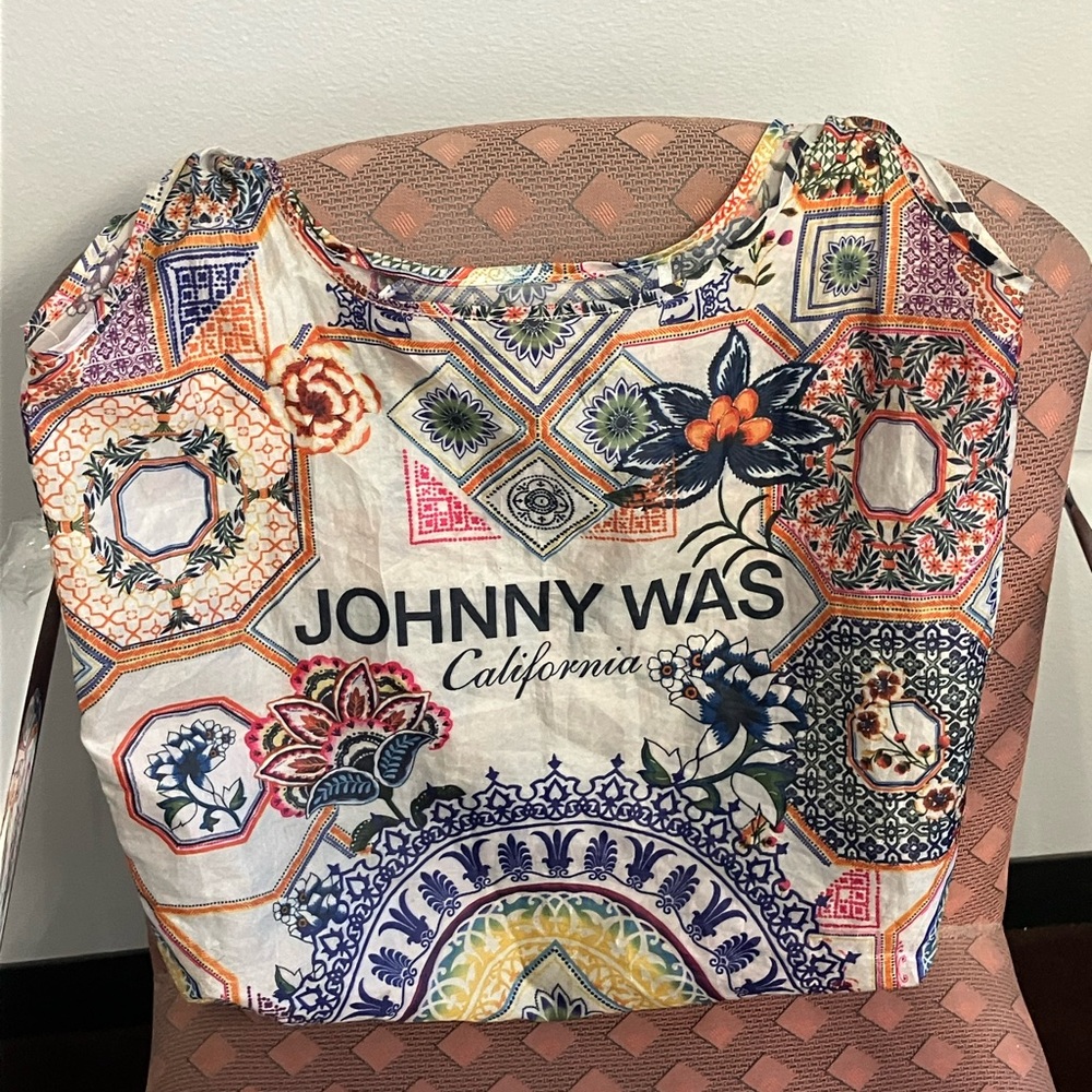 Johnny Was Reusable Colorful Geometric Floral Shopping Tote with Pocket 🥰🌿❤️